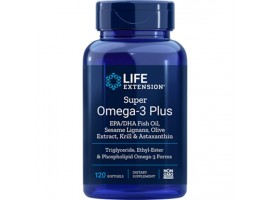 Life Extension Super Omega-3 Plus EPA/DHA with Sesame Lignans, Olive Extract, Krill & Astaxanthin, 120 softgels